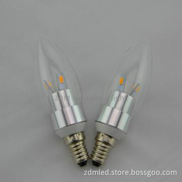 360 degree beam angle clear glass 3w led bulbs